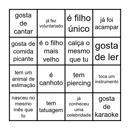bingo humano Bingo Card