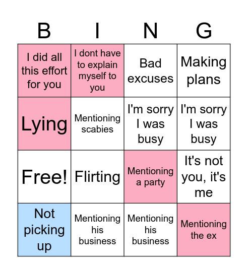 Ties' sad phone call Bingo Card