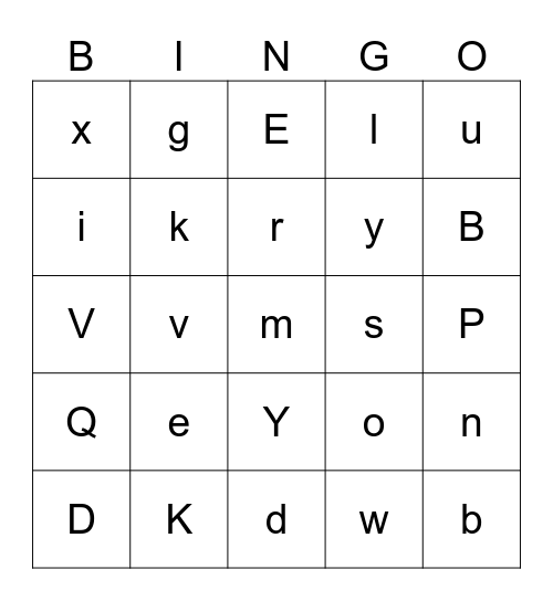 Alphabet Bingo Card