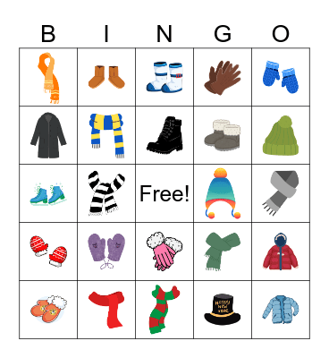 Colors of Winter Gear Bingo Card