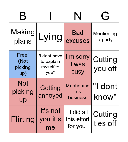Ties :( Bingo Card