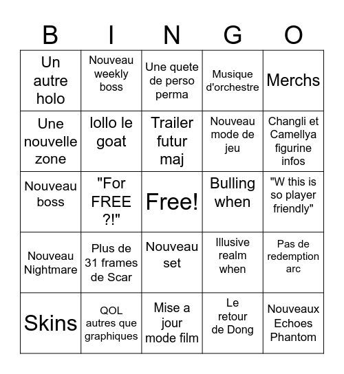2.5 Livestream Wuwa Bingo Card