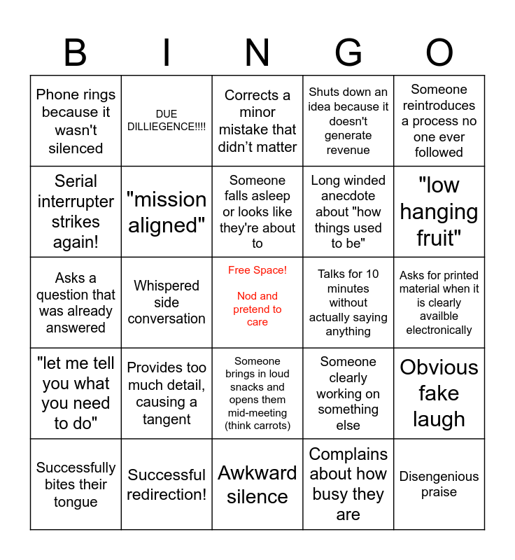 Strategic Planning BINGO Card