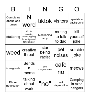 yeetsonville bingo Card