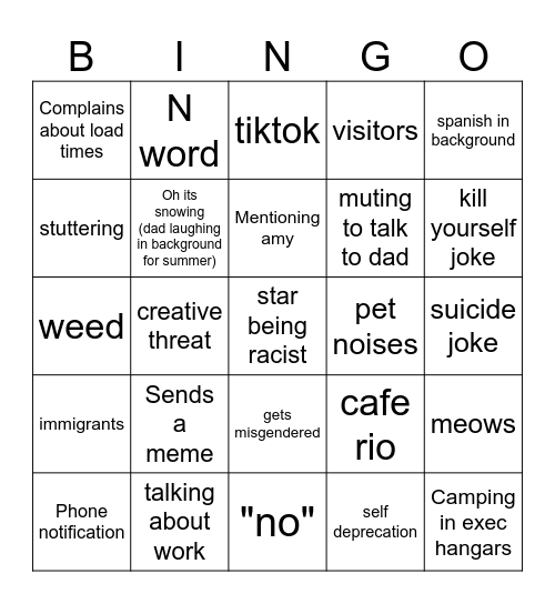 yeetsonville bingo Card