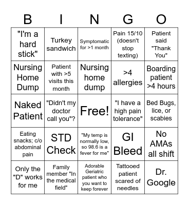 ED Bingo Card