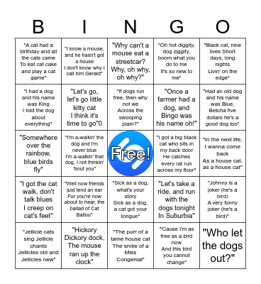 Awooooo (Find the Lyric) Bingo Card
