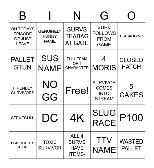 DBD BINGO Card