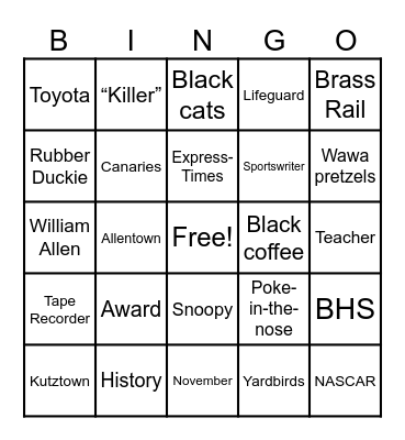 Chuck Bingo Card