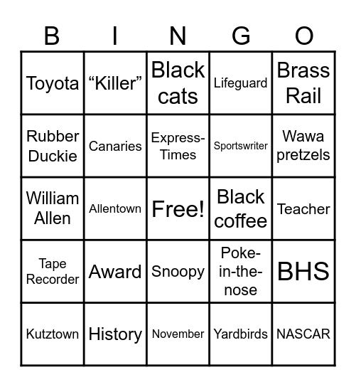 Chuck Bingo Card