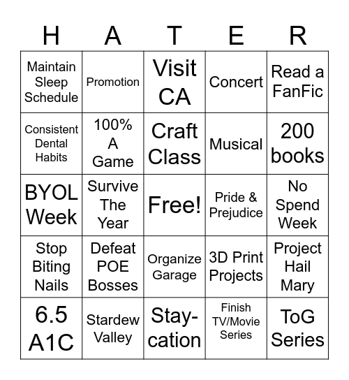 2025 Bingo Card