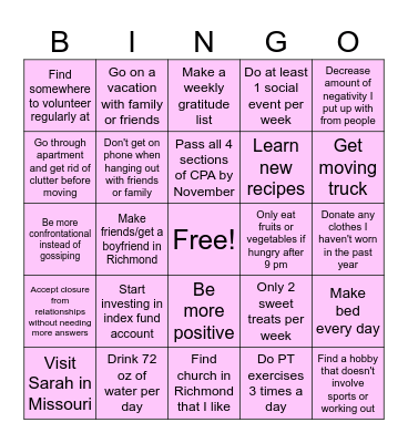 Mikaela Bingo Card