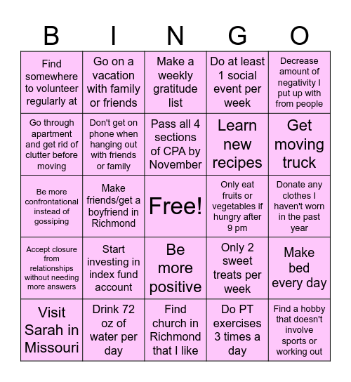 Mikaela Bingo Card