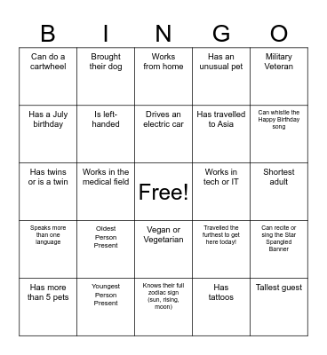 Family Reunion Bingo! Bingo Card