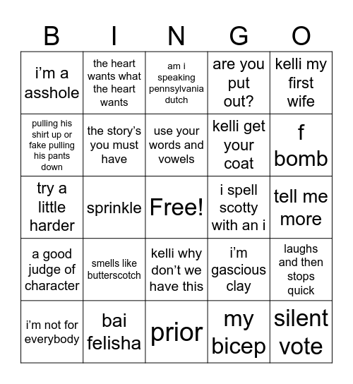 Scotty Bingo Card