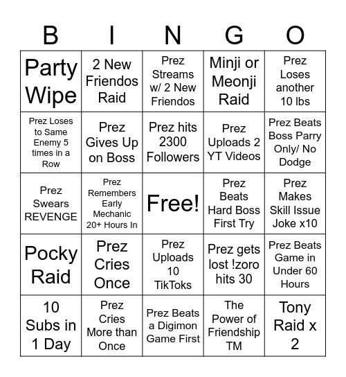Expedition 33 Bingo Card