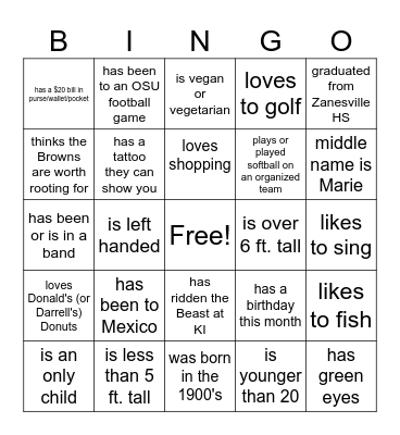GRAHAM FAMILY REUNION 2025 Bingo Card