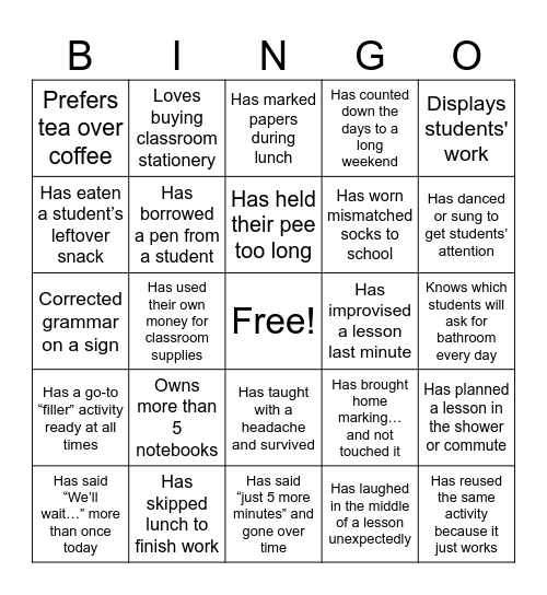 HELLO, BINGO! Bingo Card