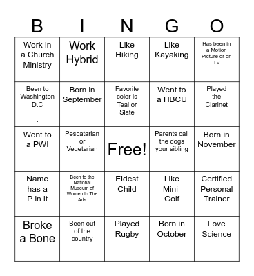 Getting to Know You Bingo Card