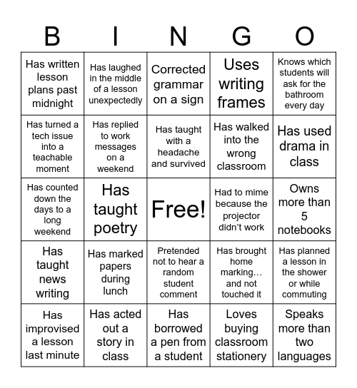 HELLO, BINGO! Bingo Card