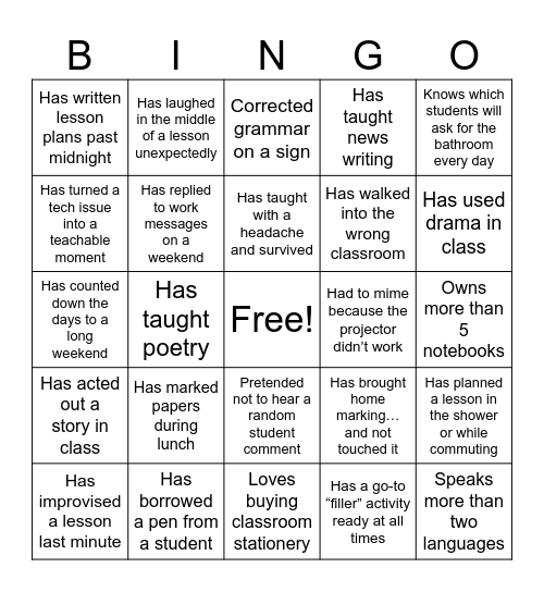HELLO, BINGO! Bingo Card