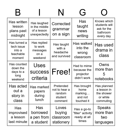 HELLO, BINGO! Bingo Card