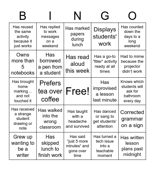 HELLO, BINGO! Bingo Card
