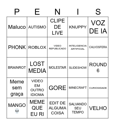Tik tok bingo Card