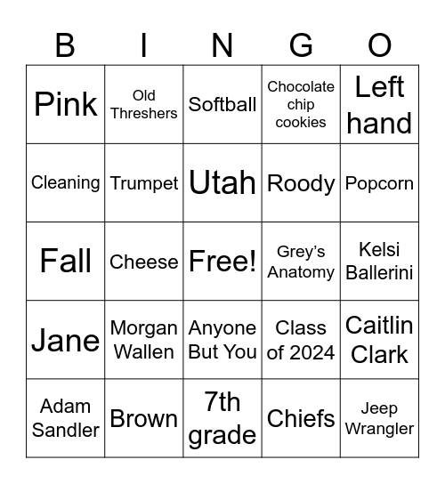Malia’s Trivia Bingo Card