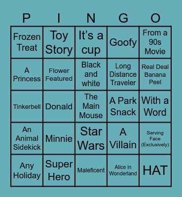 Disneyland Pin-go! Bingo Card