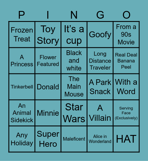Disneyland Pin-go! Bingo Card