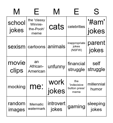 The Memenade One-Shot Ultimate Bingo Card