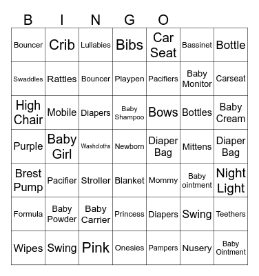 Girl Bingo Card