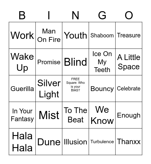 ATEEZ BINGO Card