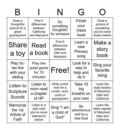 Tavel Bingo Summer 2025 Bingo Card