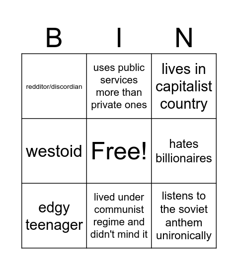 Are you communist? Bingo Card