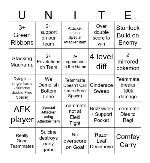 Unite Bingo Card