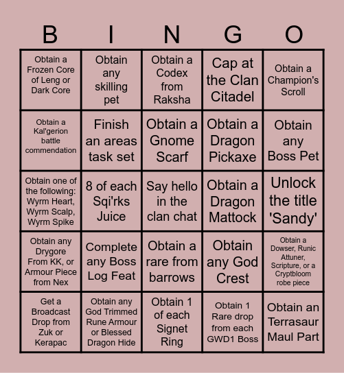 Astral Iron Bingo: Dwarves Vs Eleves Bingo Card