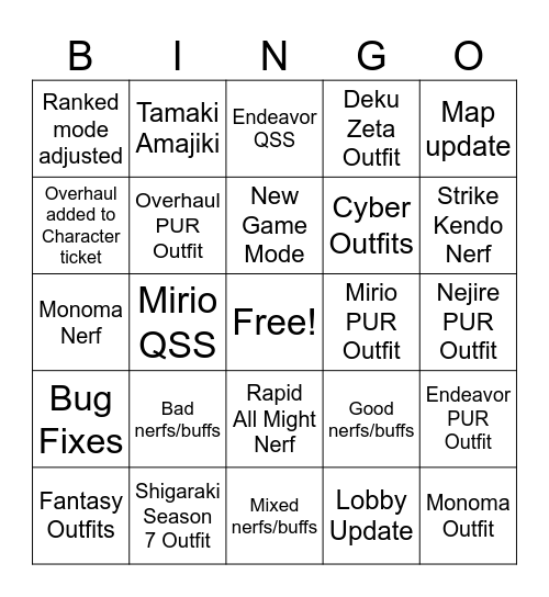 MHUR Seaon 12 Bingo Card
