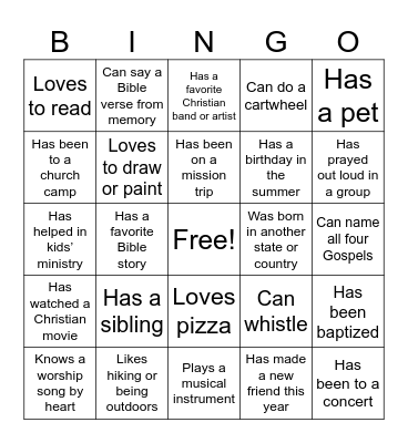 Connection Bingo Card