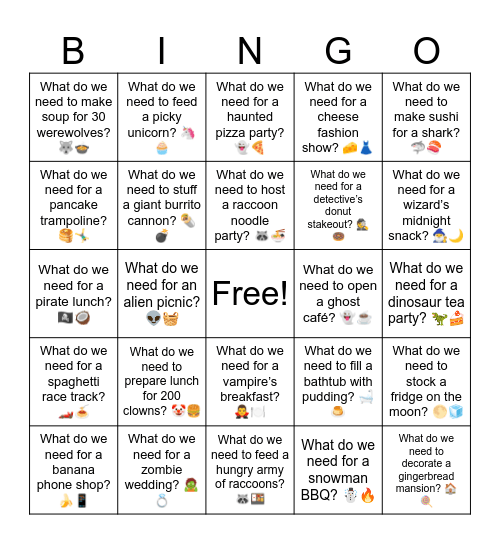 B18 L1 What do we need for a zombie wedding? 🧟💍 Bingo Card