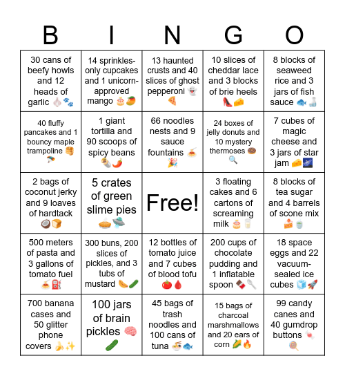 B18 L1--100 jars of brain pickles 🧠🥒 Bingo Card