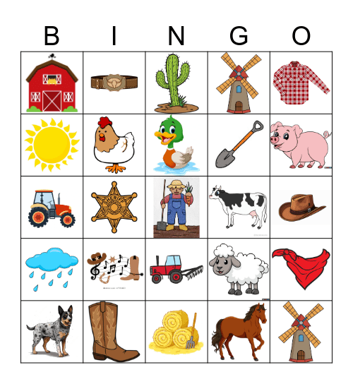 Country Fair Bingo Card