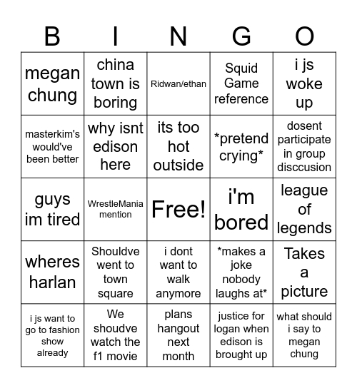 Jeremy Bingo Card