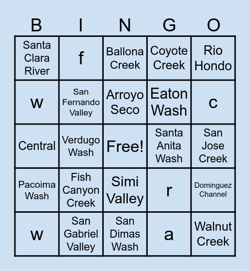 LA Region Summer Potluck Bingo Card