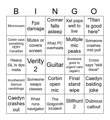 Nomad Bingo Card