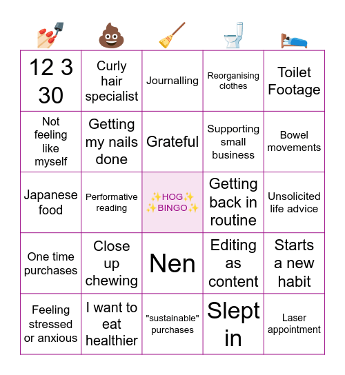 Hog Bingo Card