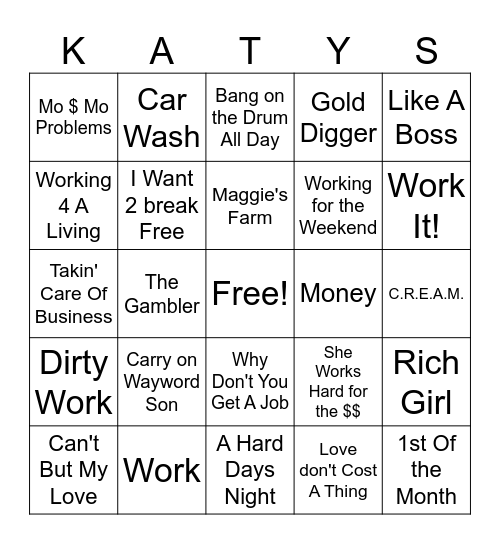 Working for the Weekend Bingo Card