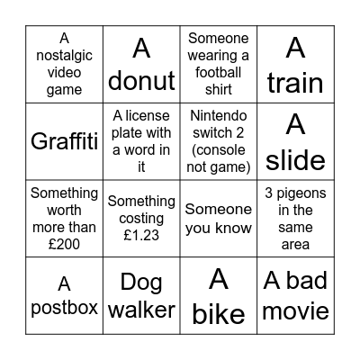 Bin go outside Bingo Card