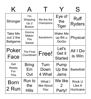 Pump Up The JAMS! Bingo Card